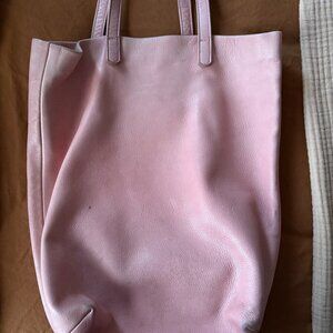 BAGGU Medium Pink Leather Tote Bag